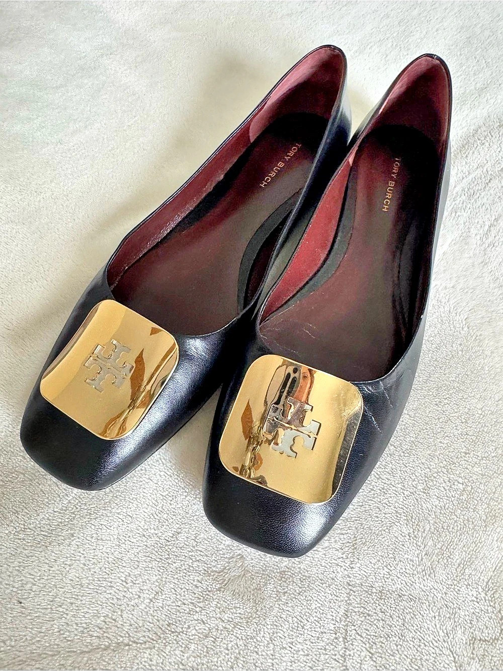 Tory Burch Georgia Square Toe Ballet Flat Black